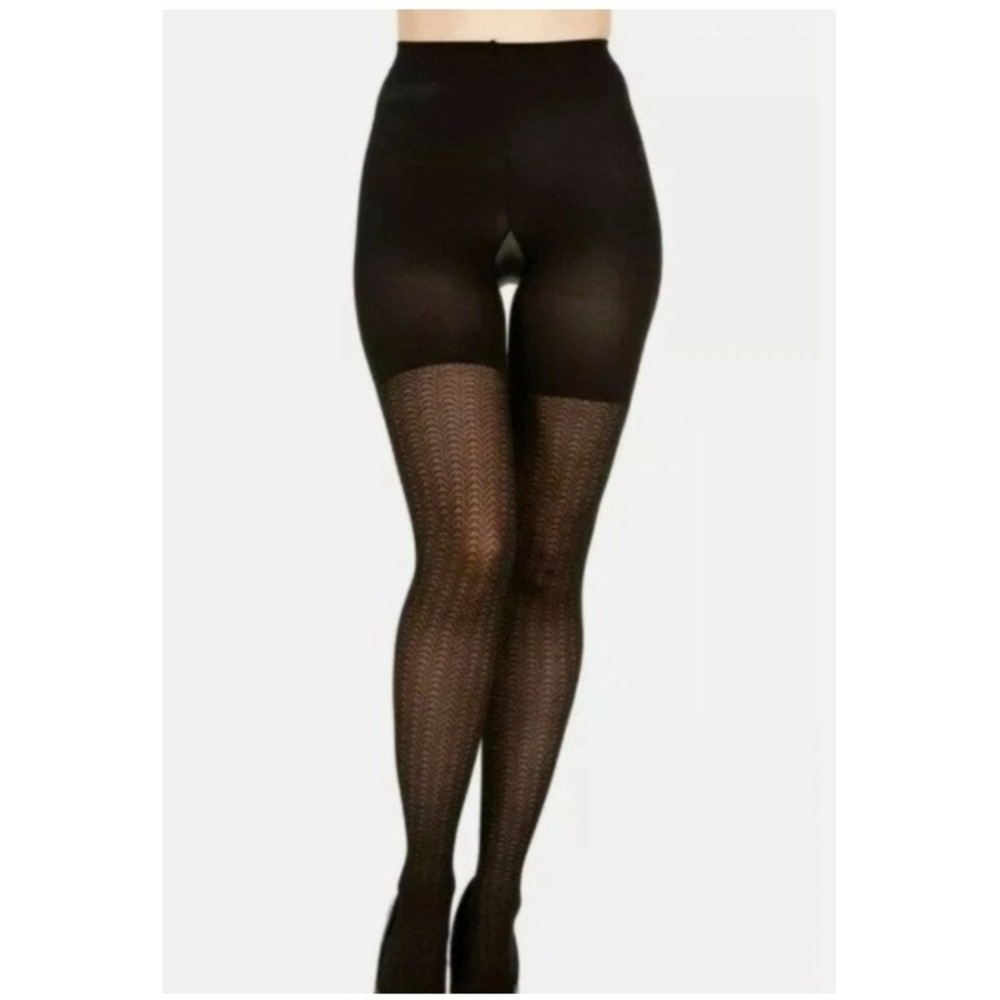 Spanx Love Your‎ Assets Shaping Tights Womens Size 2 Textured Wish Bone Black